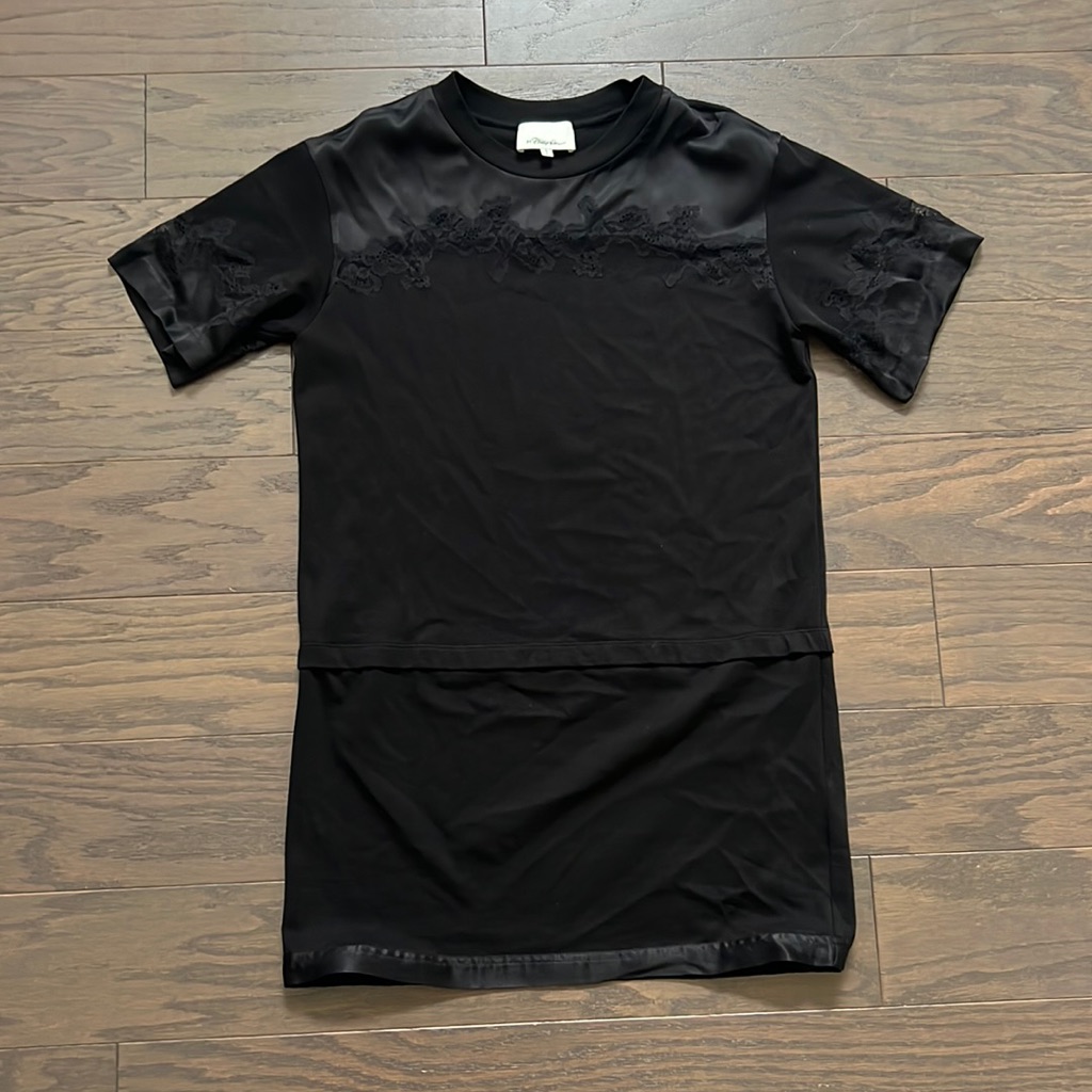 3.1 Phillip Liz Lace Insert Satin T Shirt Dress